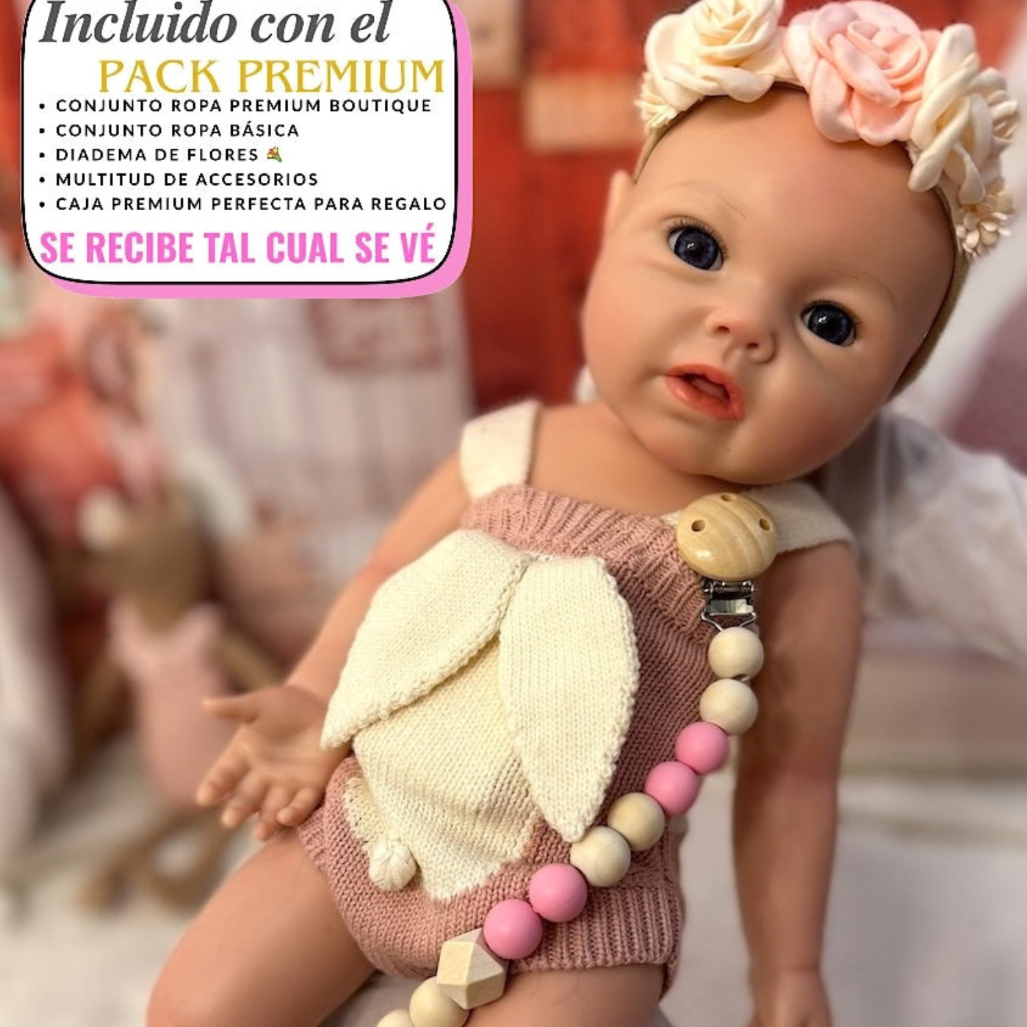 Muñeca Reborn Silicona Ana Niña 60cm / 4,8kg + Pack Premium