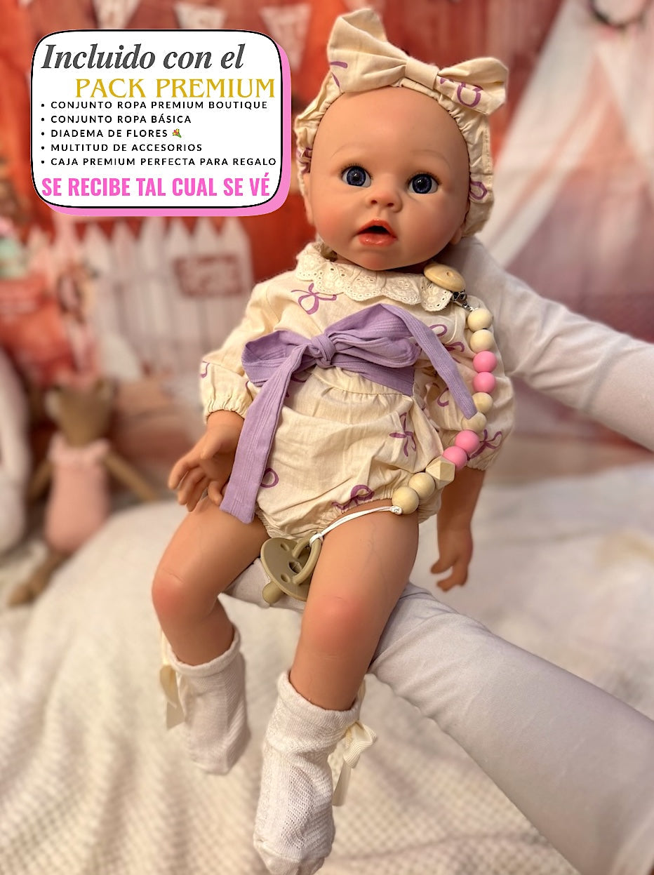 Muñeca Reborn Silicona Millú Niña 52cm / 4kg + Pack Premium